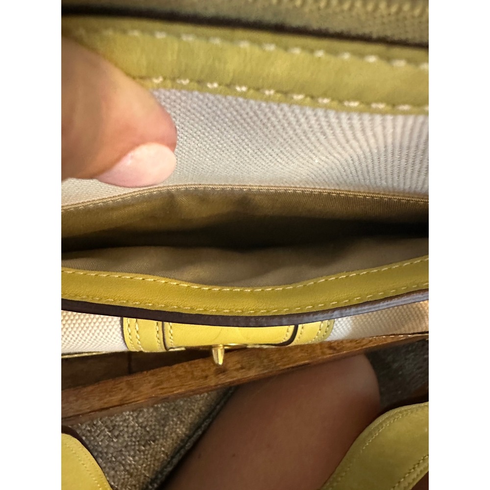 Coach Hampton Miranda 11954 Canvas Leather Satchel Ivory Lime Green Handbag EUC - Picture 8 of 16